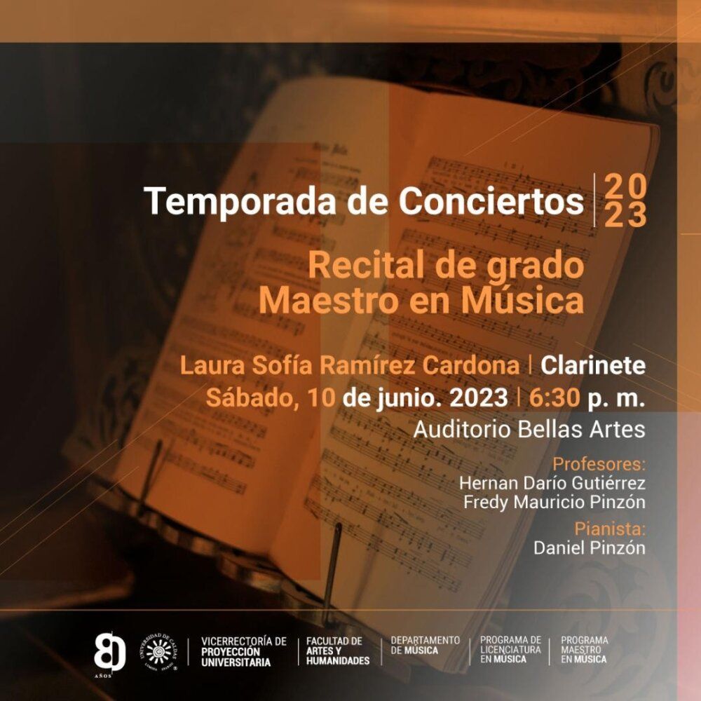 Recital de grado de Maestro en Música de la clarinetista Laura Sofía Ramírez Cardona.