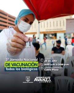 Este sábado se desarrolla en el país la tercera jornada de vacunación ‘Vacunarse Salva Vidas’, que tendrán 13 puntos en diferentes IPS de la ciudad y un punto de vacunación extramural, ubicado en el Centro Comercial Cable Plaza, con oferta de todos los biológicos.