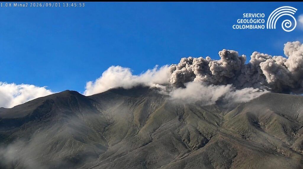 Imagen optimizada con IA de tofo tomada por el SGC Cámara Mina, ubicada a 2,2 kms al norte del volcán Puracé
